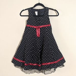 Girl's Polkadot Dress with Red Ribbon (6)